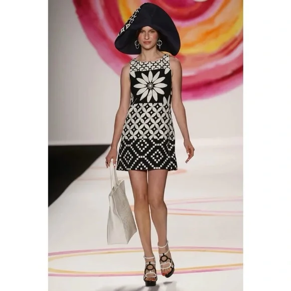 Desigual Geometric Floral A-Line Shift Dress - Picture 2 of 13